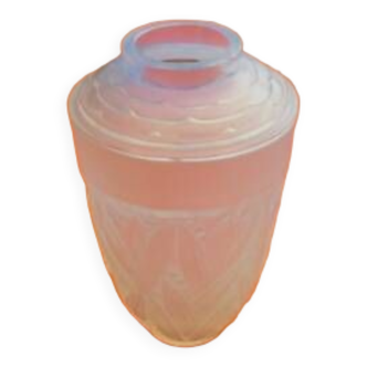 Opalescent glass vase in the shape of an urn Decoration of foliage and berries