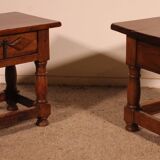 pair of Spanish walnut bedside tables