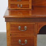 Original English Empire style desk with intarsia inlaid wood, 19th century