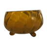 Coupe ronde artisanale vintage en verre ambre