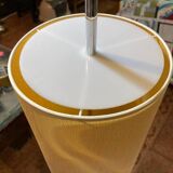 Vintage chrome metal table lamp with fabric in the style of Staff Leuchten, 1989.