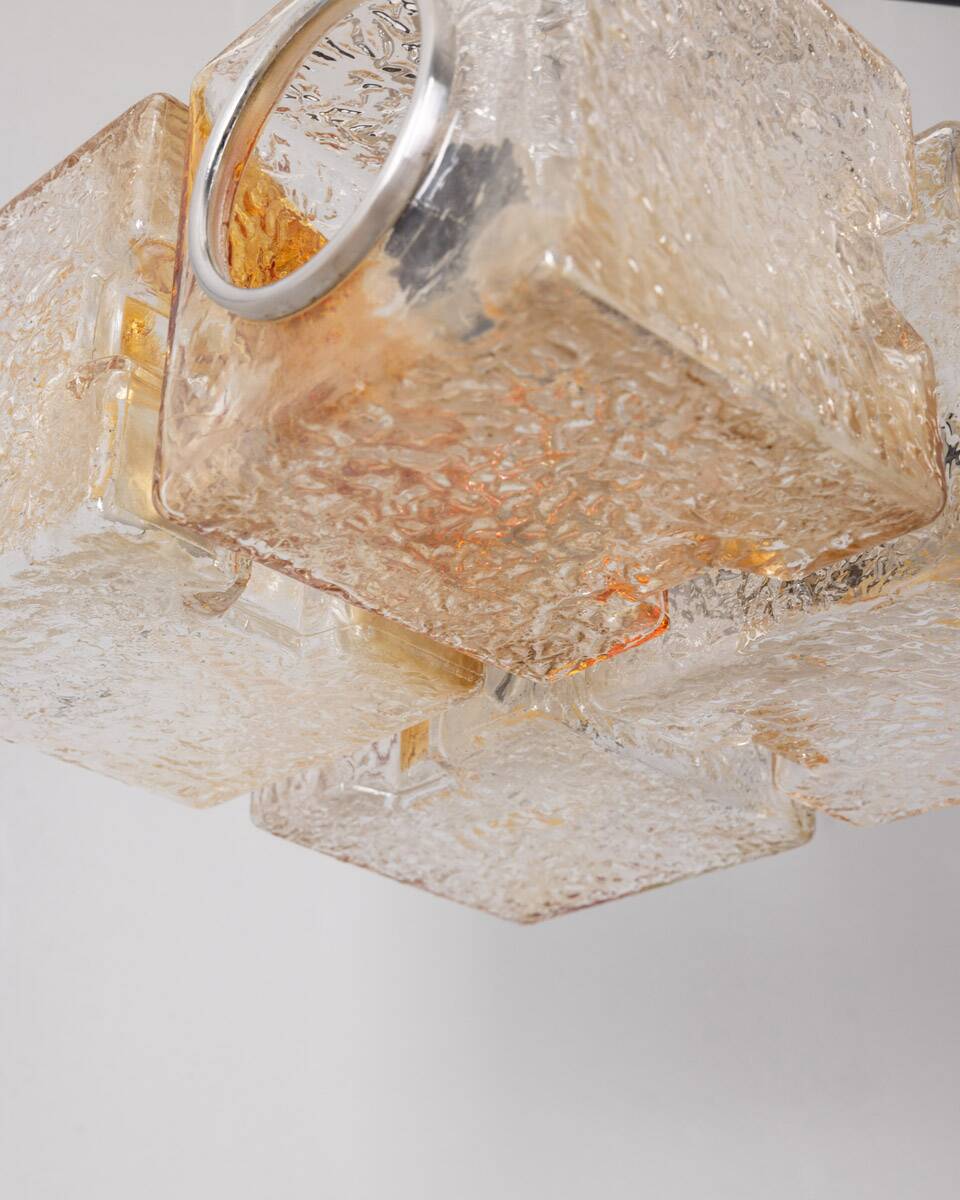 Vintage 70s murano glass chandelier design sugar tones for veart