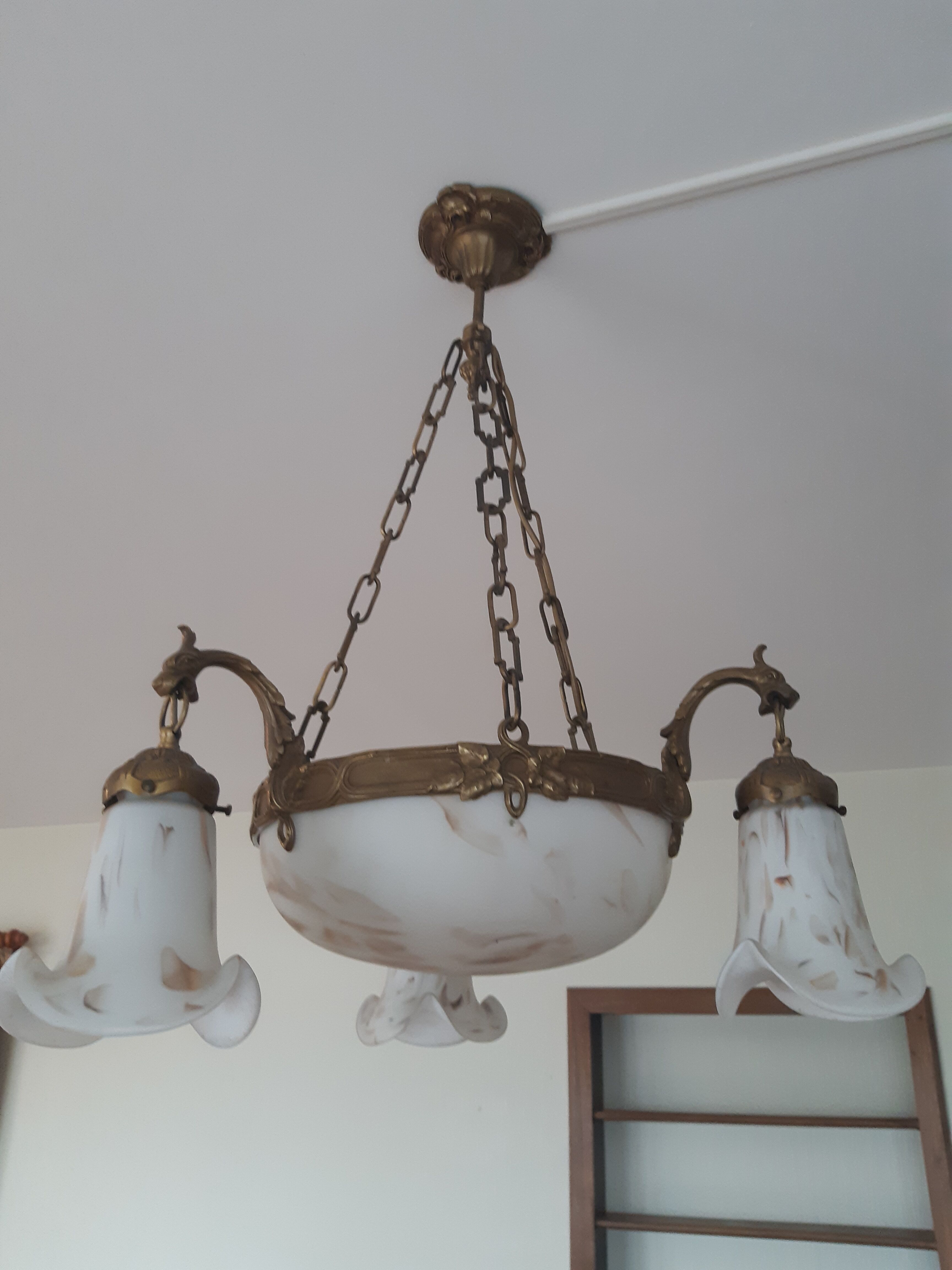 Bronze chandelier and glass paste
