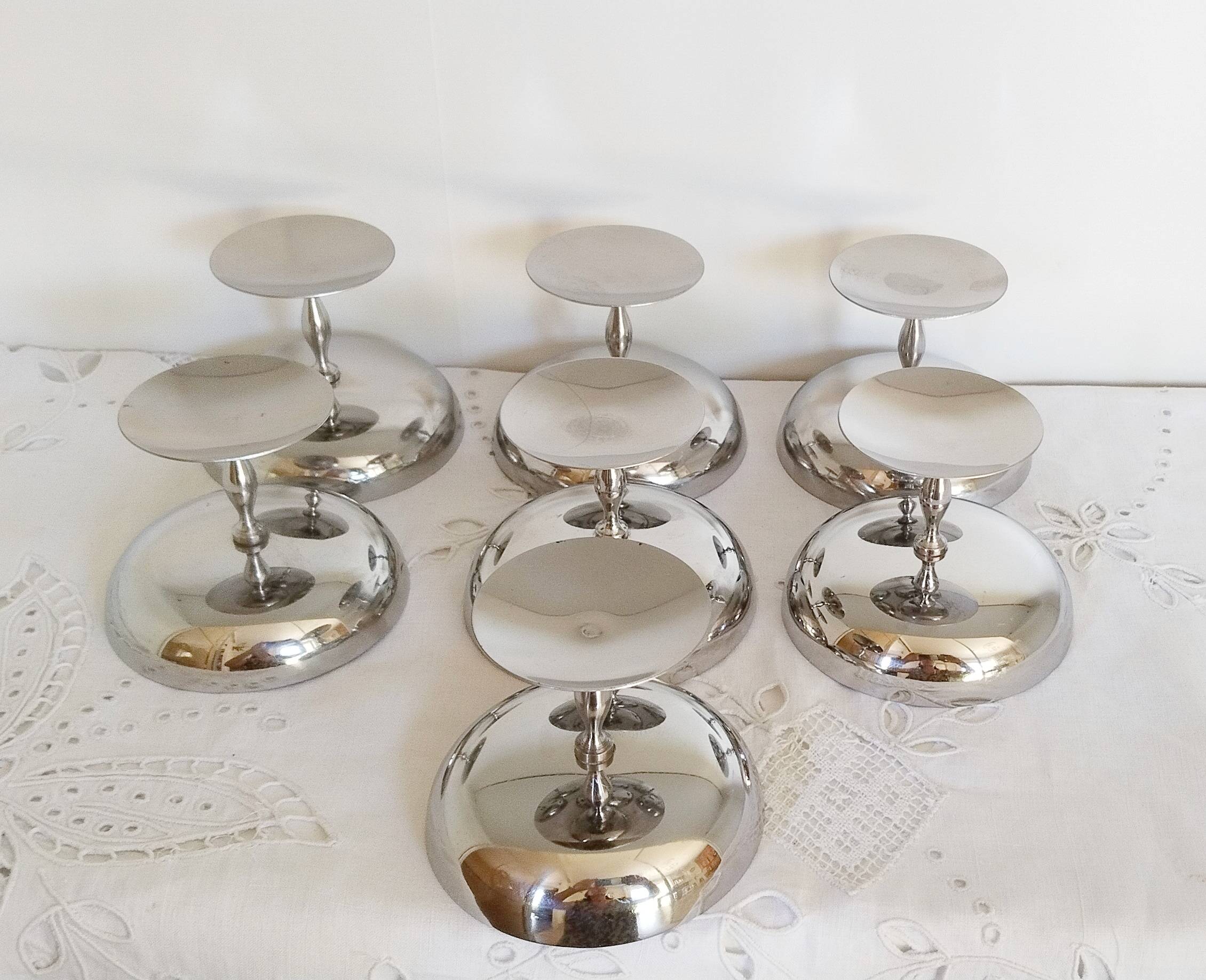 Set of 6 vintage ice cream cups on foot, in 18/10 stainless steel (ref 10)