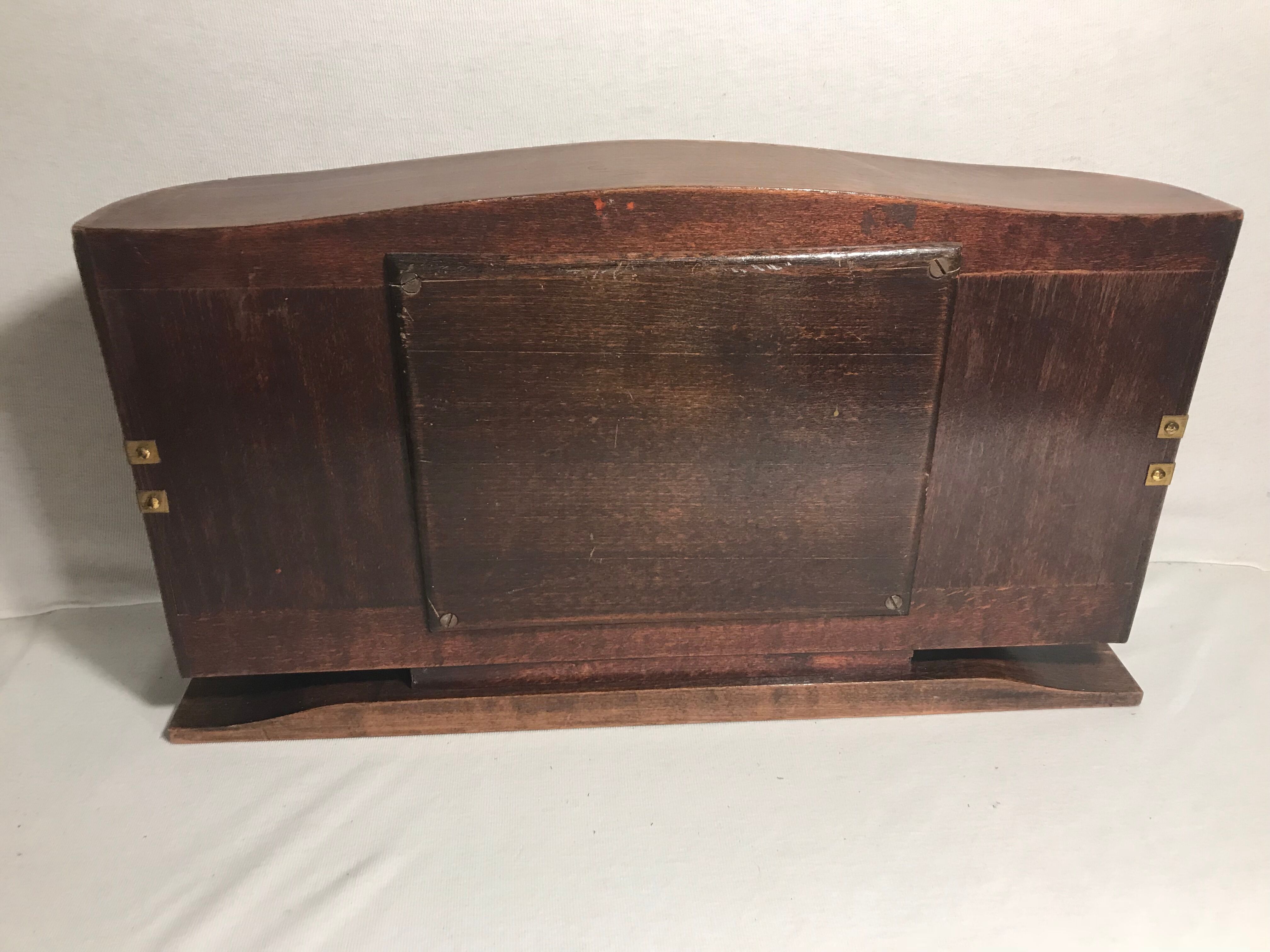 Pendule cheminée ancienne bayard bois + laiton art deco années 30 vintage