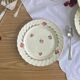 6 pale yellow earthenware dessert plates from Salins with flowers