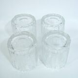 4 Hoya Mikasa Frostfire Molded Glass Whiskey Glasses, 1980s