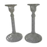 Paire de bougeoirs anciens verre Portieux