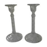 Pair of old glass candlesticks