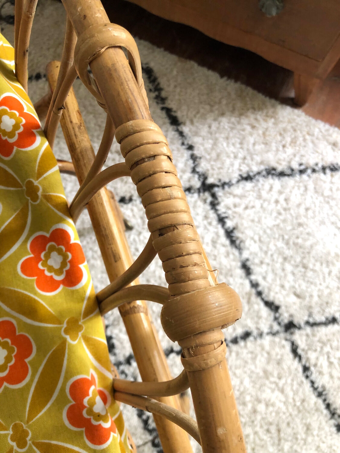 Vintage rattan cradle