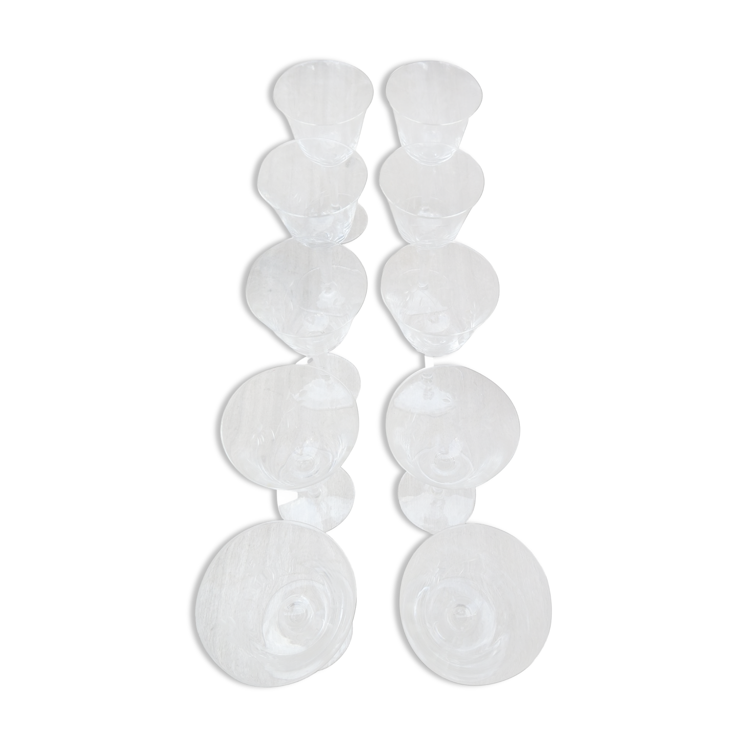 Set of 10 glasses in frosted engraved crystal XIXth