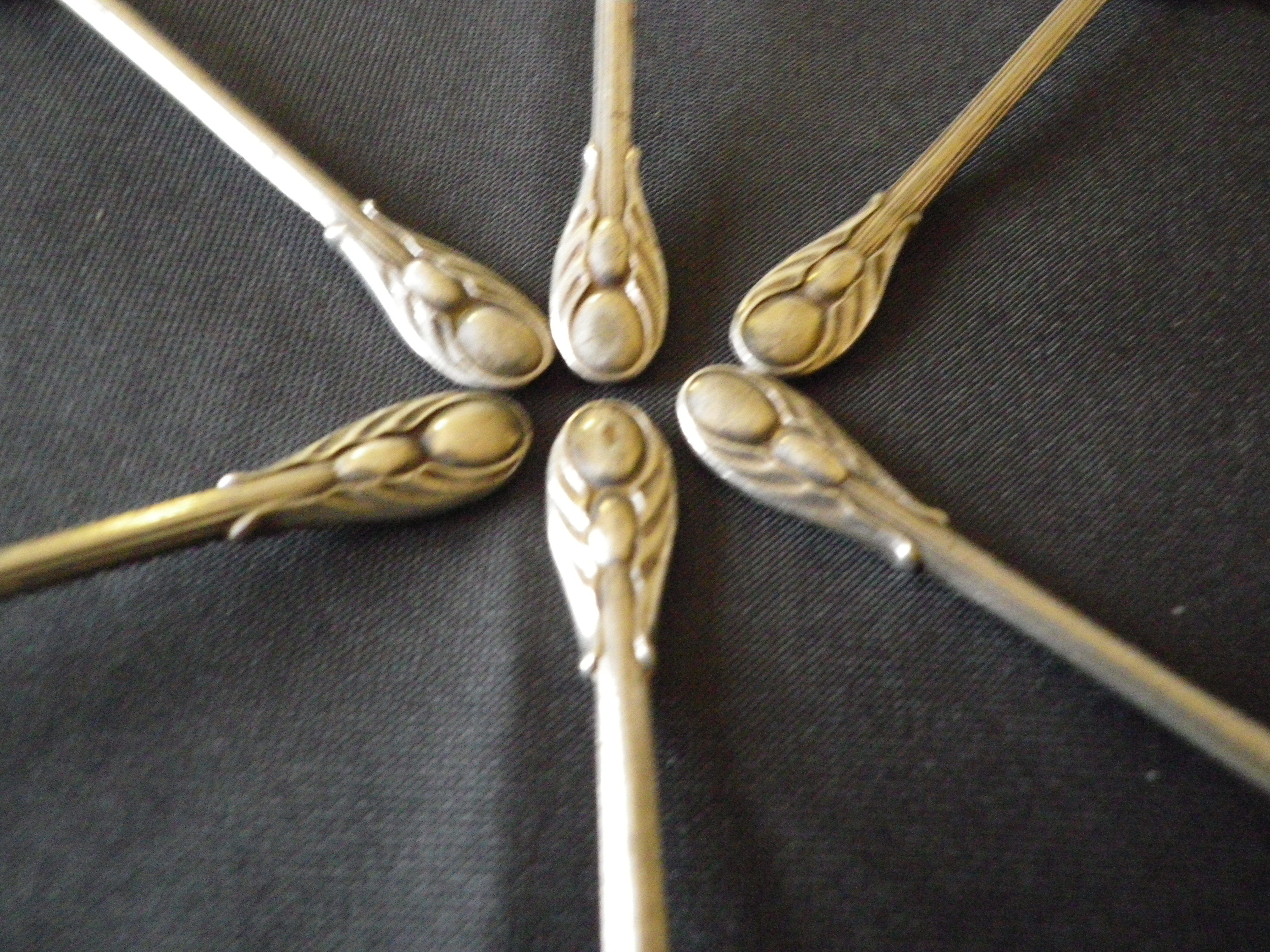 6 silver mocha spoons, 2 punches