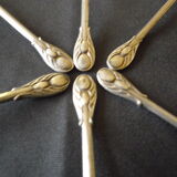 6 silver mocha spoons, 2 punches