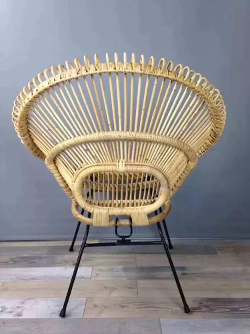 Rattan and metal armchair