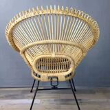 Rattan and metal armchair