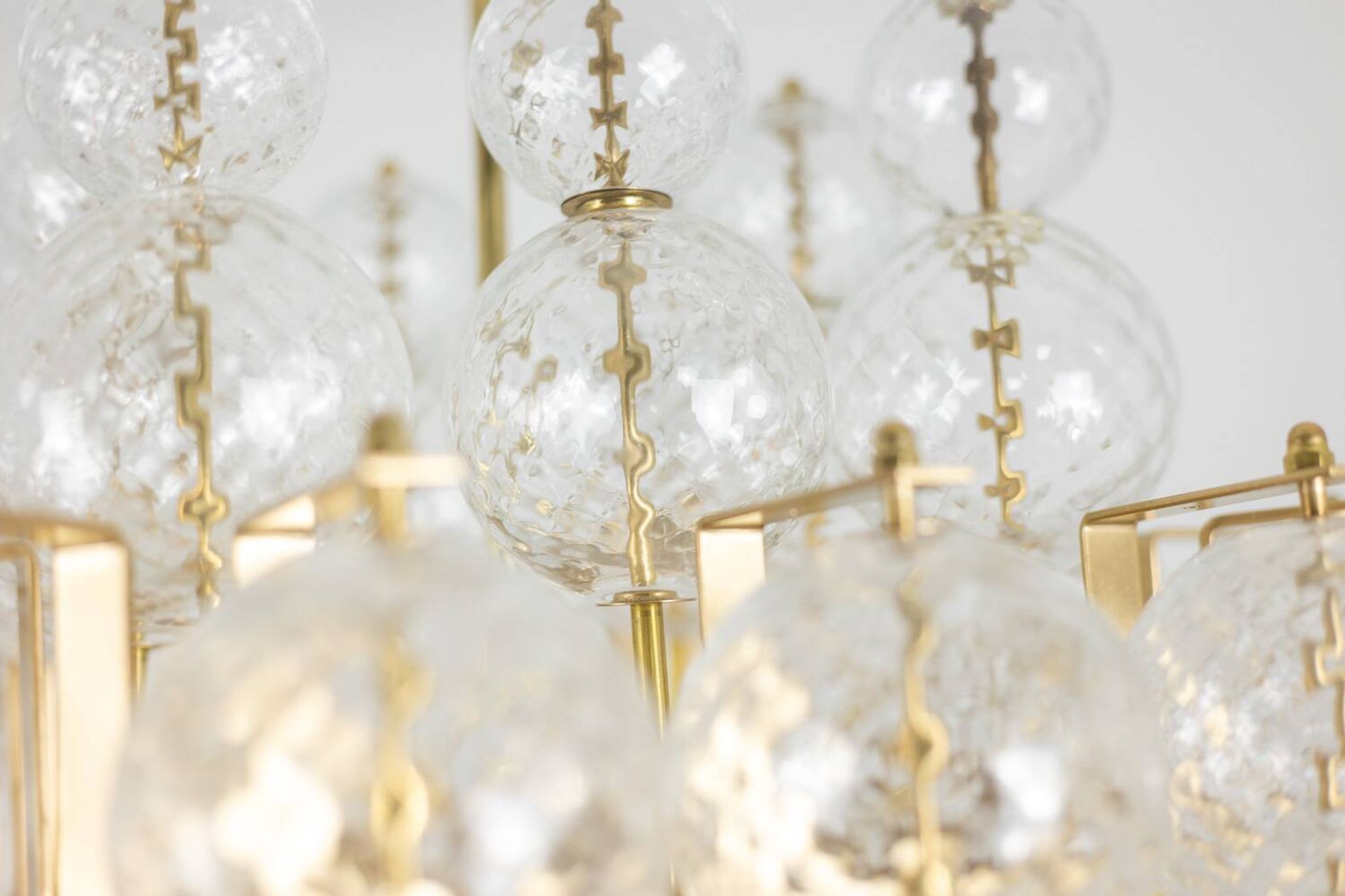 Kamenický Šenov. Glass blown chandeliers and gilded brass. 1970s.