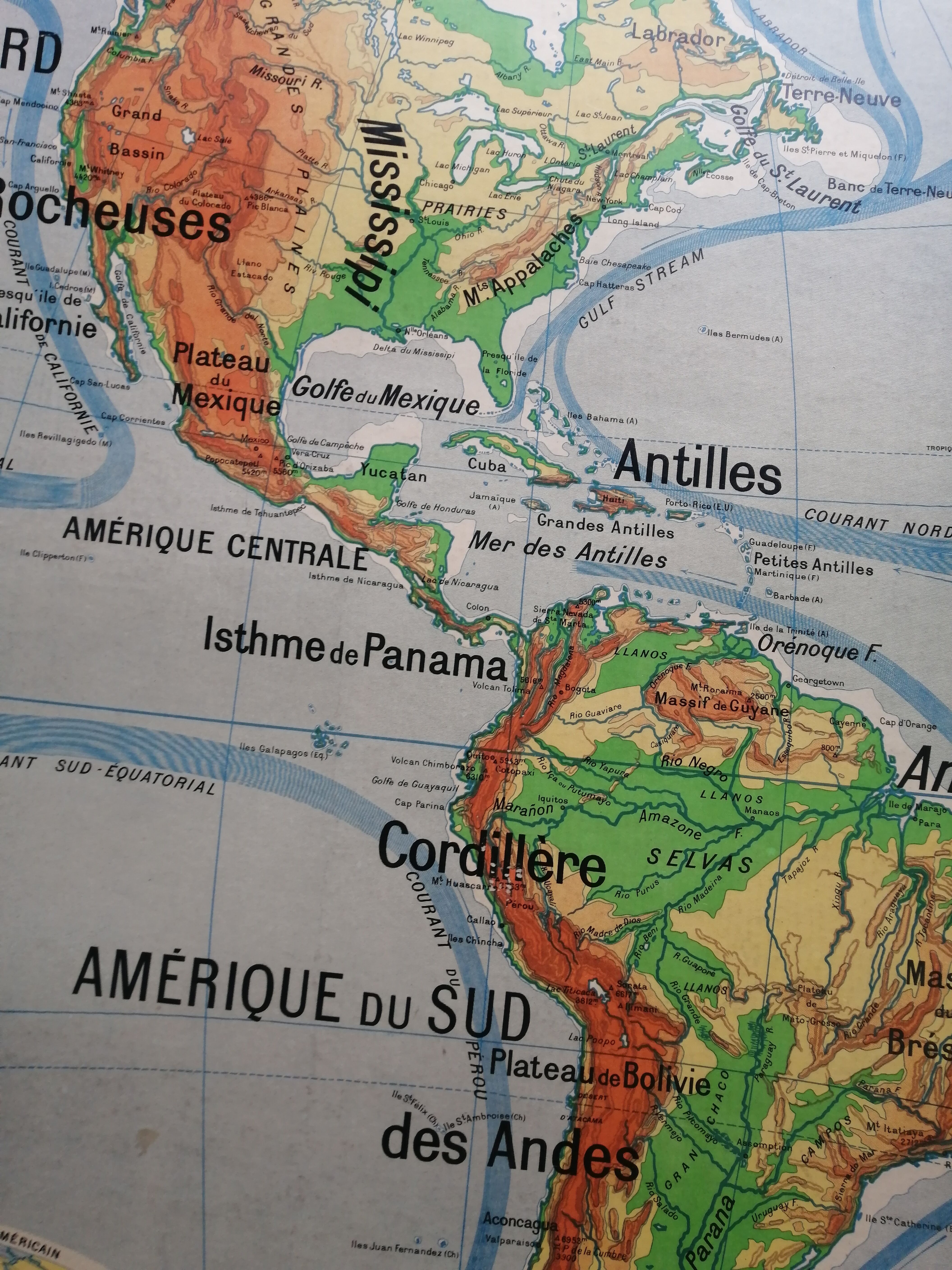 Vintage school map Lablache American Continent - USA