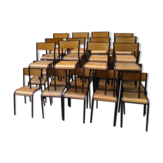 Lot de 40 chaises écoles années 60
