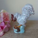 Pottery rooster figurine, rooster statuette, vintage country house decoration