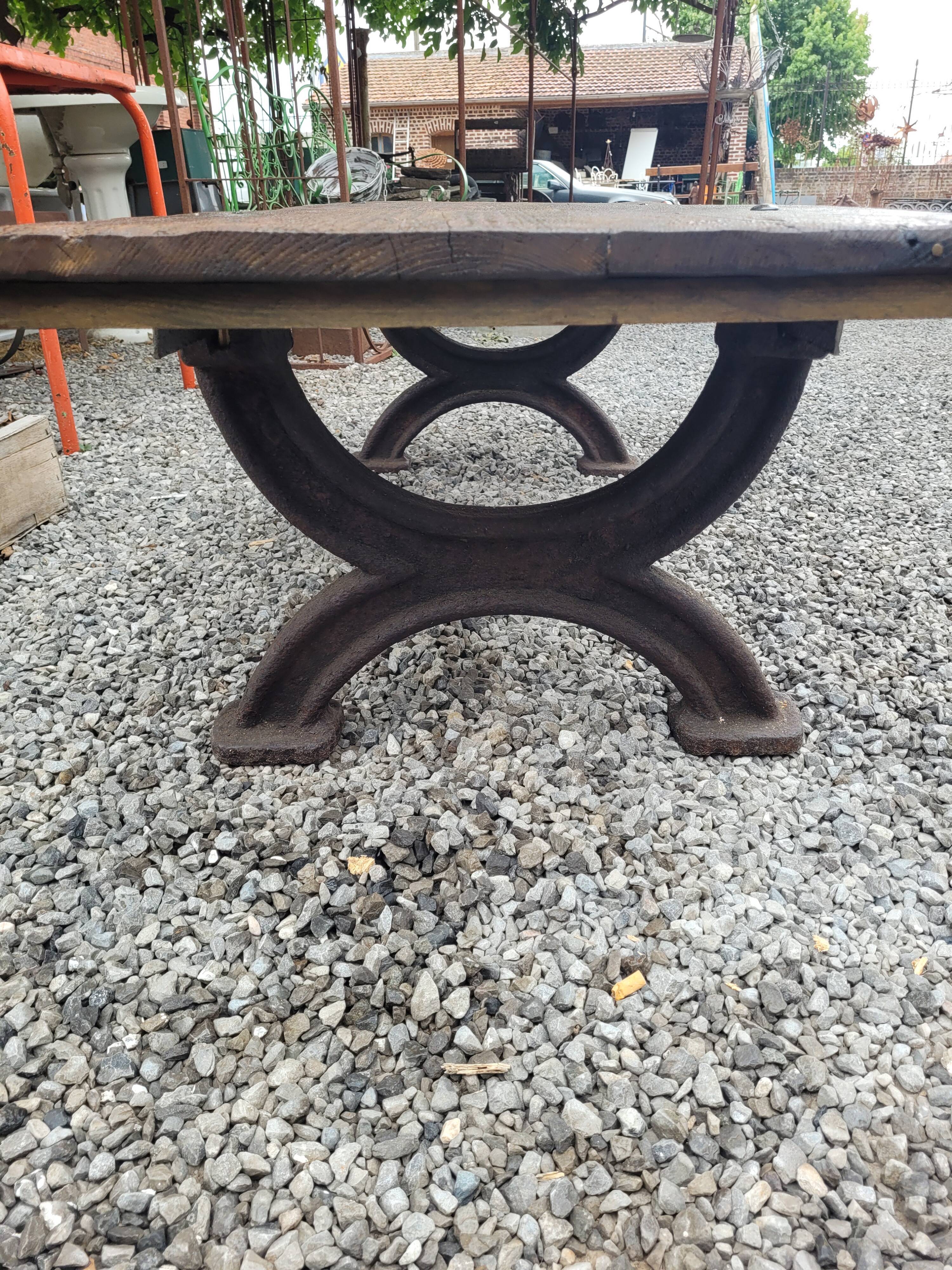 Bench or garden coffee table cast iron legs 150×56cms