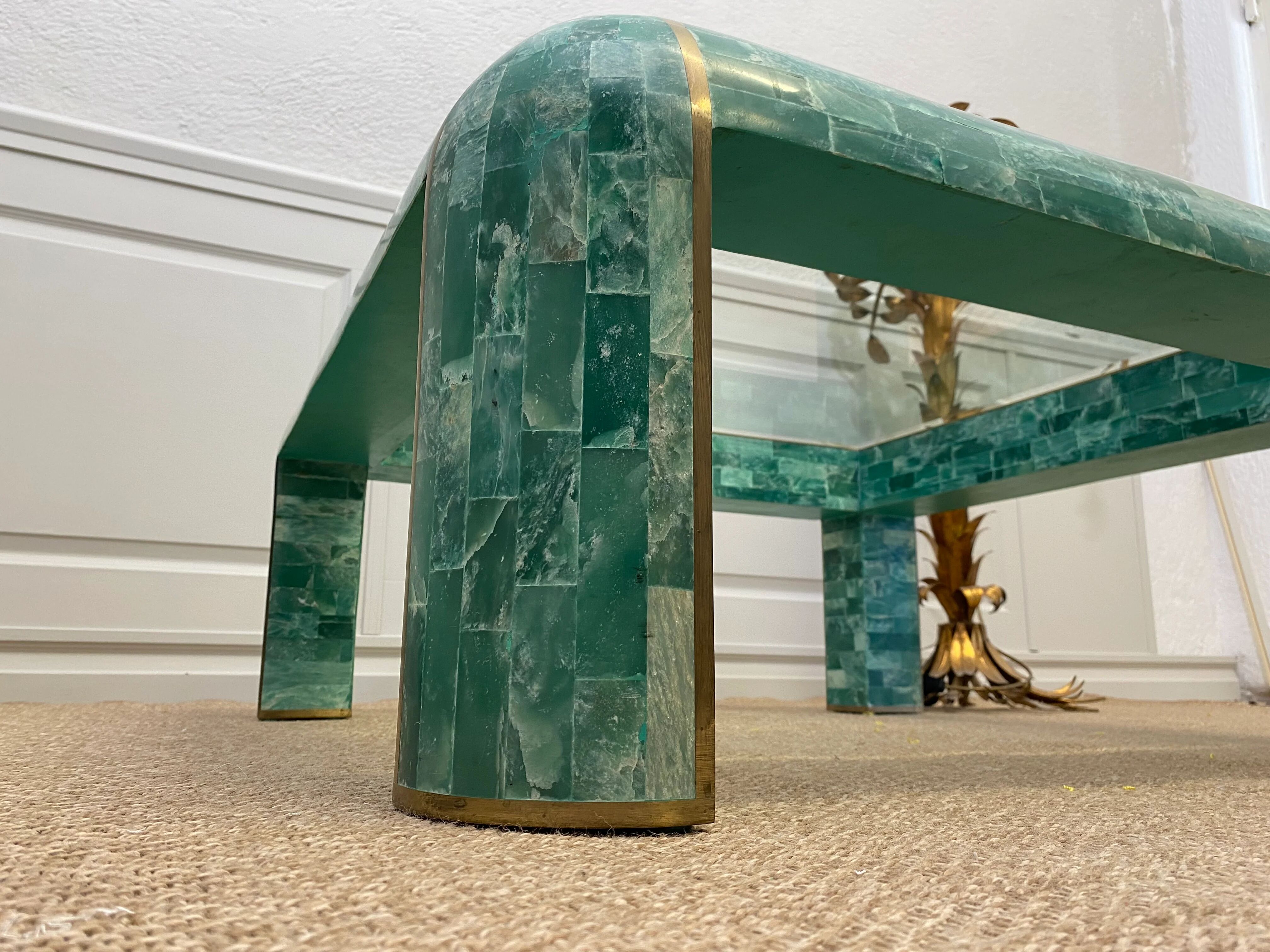 Coffee table in tessellated marble by Casa Bique 1970s Hollywood Regency (Karl Springer style)