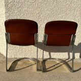 Paire de chaises cuir et métal chromé année 70