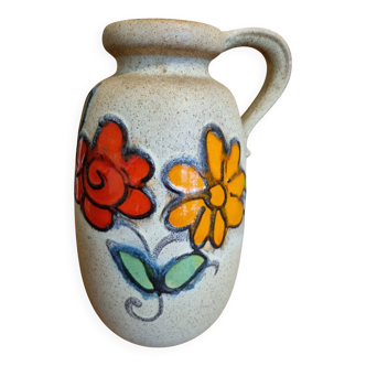 Vase Scheurich West Germany 484 27 Années 70 Motif Fleurs
