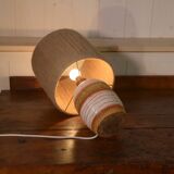 Ceramic lamp with linen shade, 1950s - 1960s