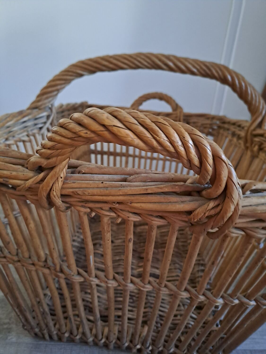 Old rattan laundry basket