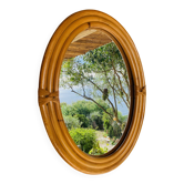 Miroir ovale en rotin vintage