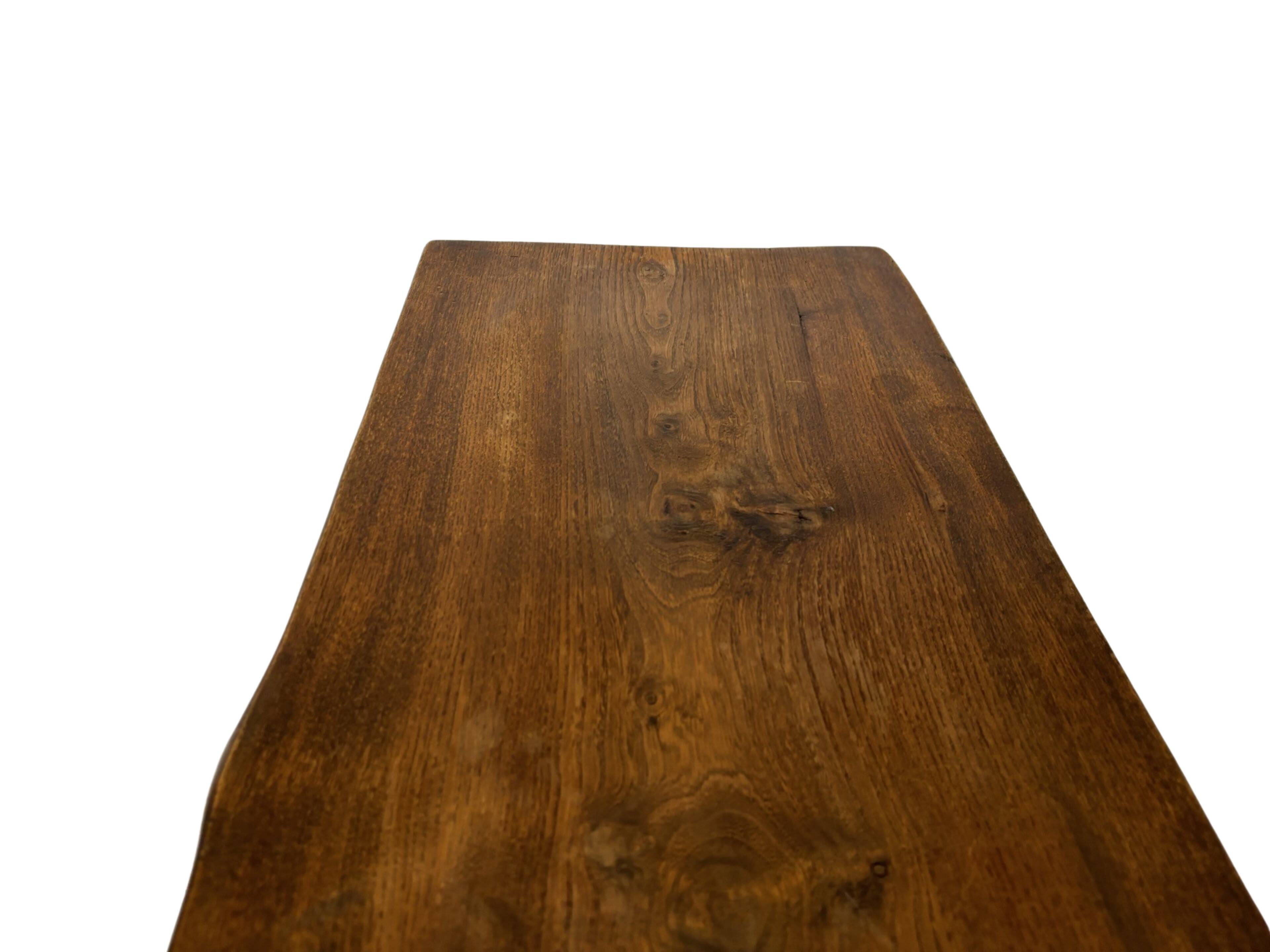 Vintage brutalist side table minimalistic design in dark wood