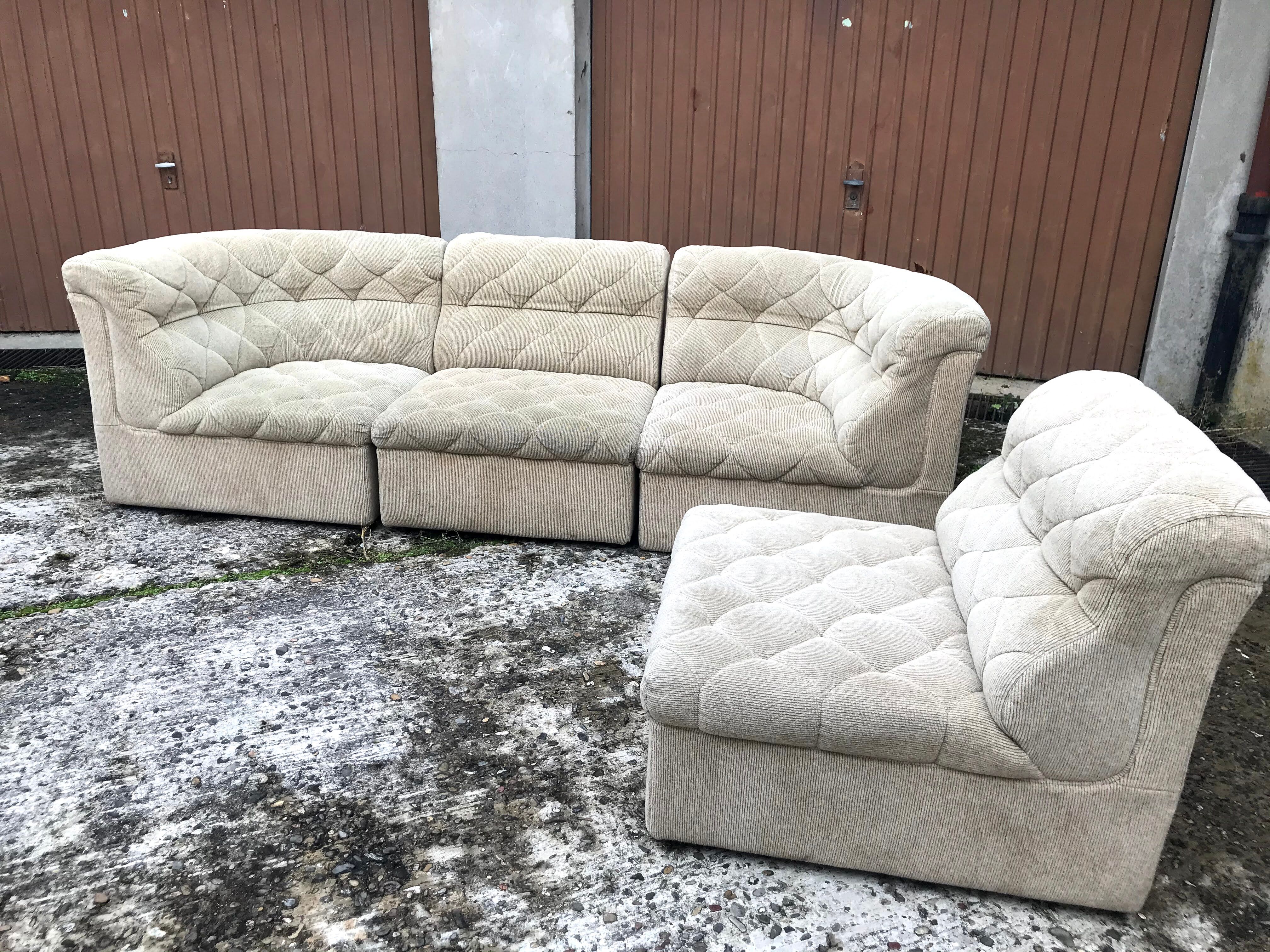 Laauser sofa and armchairs set of modules from the 60s/70s vintage