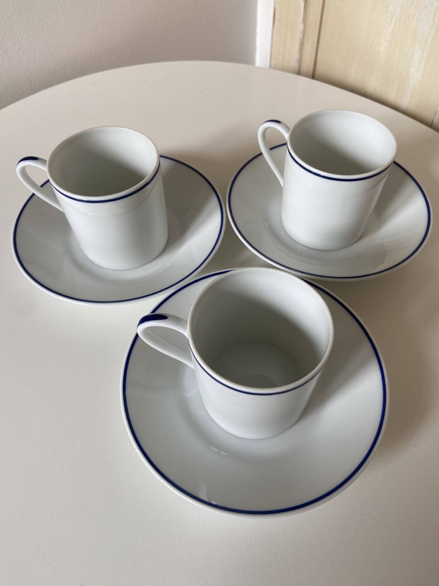 Set of 3 Jammet Seignolles coffee cups and bowls in Limoges model ROYAN