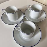 Set of 3 Jammet Seignolles coffee cups and bowls in Limoges model ROYAN