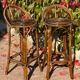 Pair of 1960s rattan stools from France.