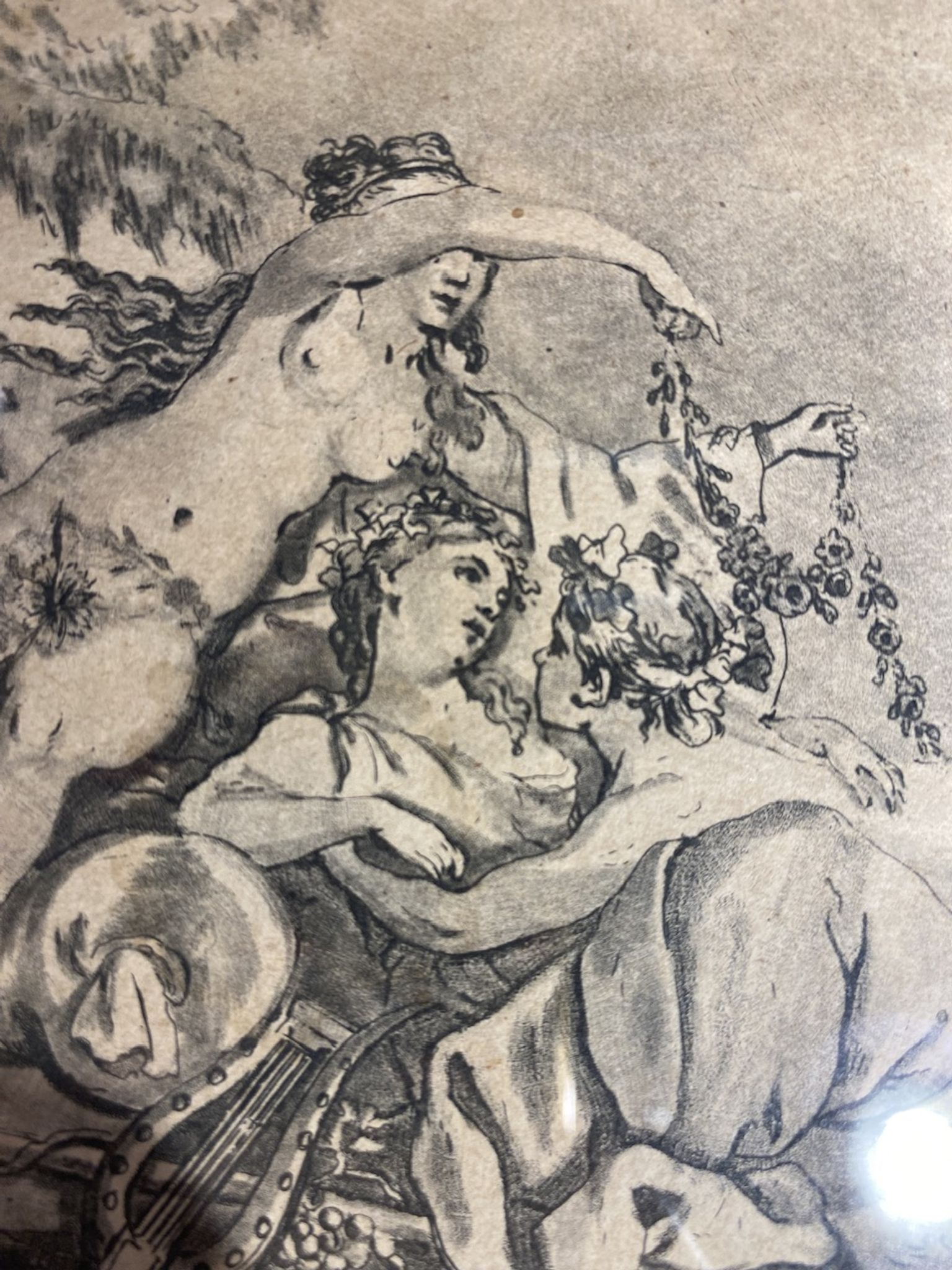 Antique print, Venus and Cupid after Francois Boucher early XX century