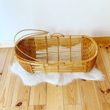 Vintage wicker and rattan bassinet