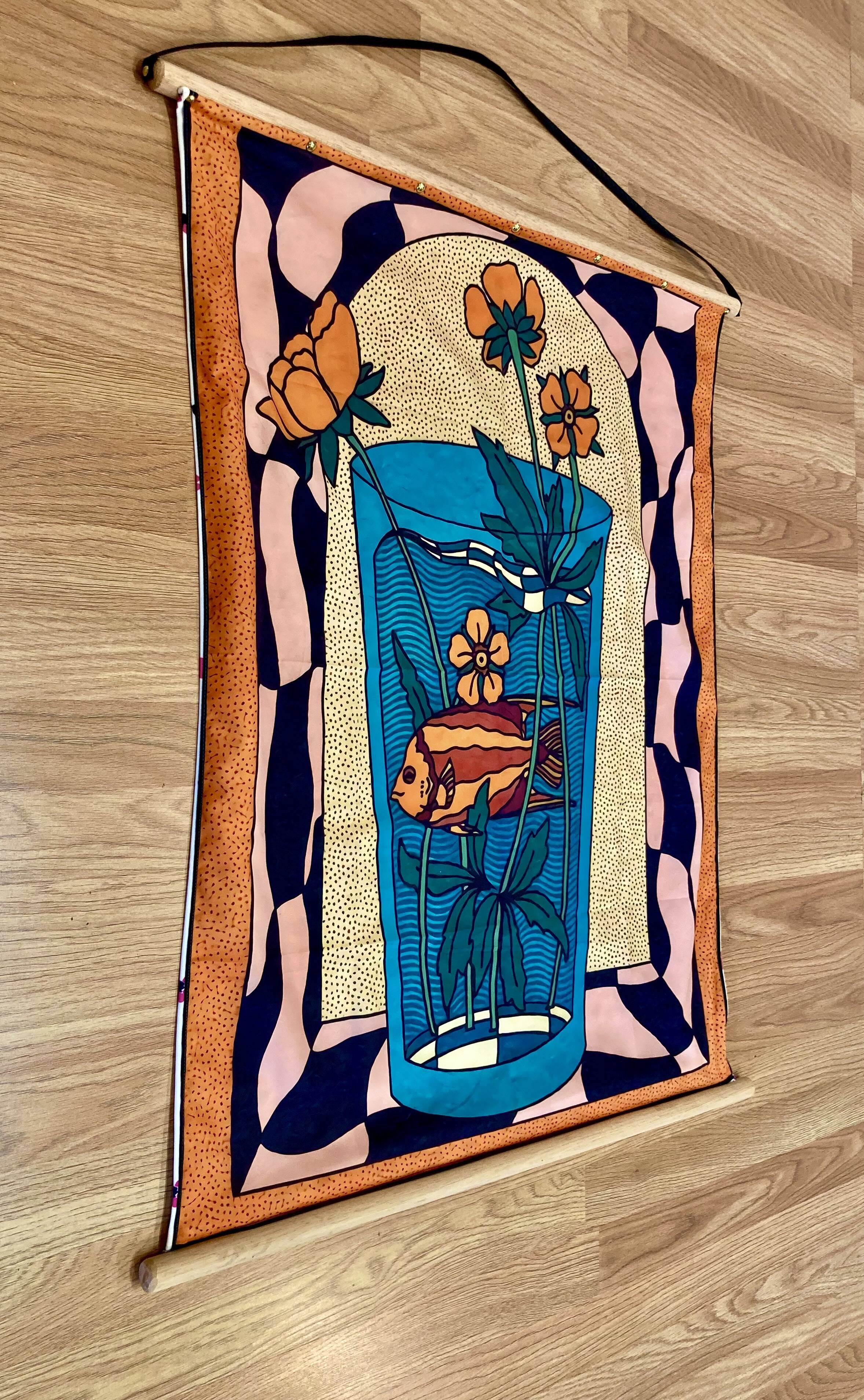 Large silk hanging decoration.