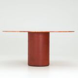 Dining table 'Tobia' in red travertine
