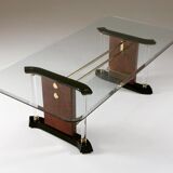 Table basse laiton et verre, 1970s