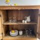 Antique Parisian sideboard with patinated wood / jam cabinet