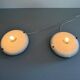 Pair of opal glass wall lights from the mid-century by Lamperti, 1960s, Italy.