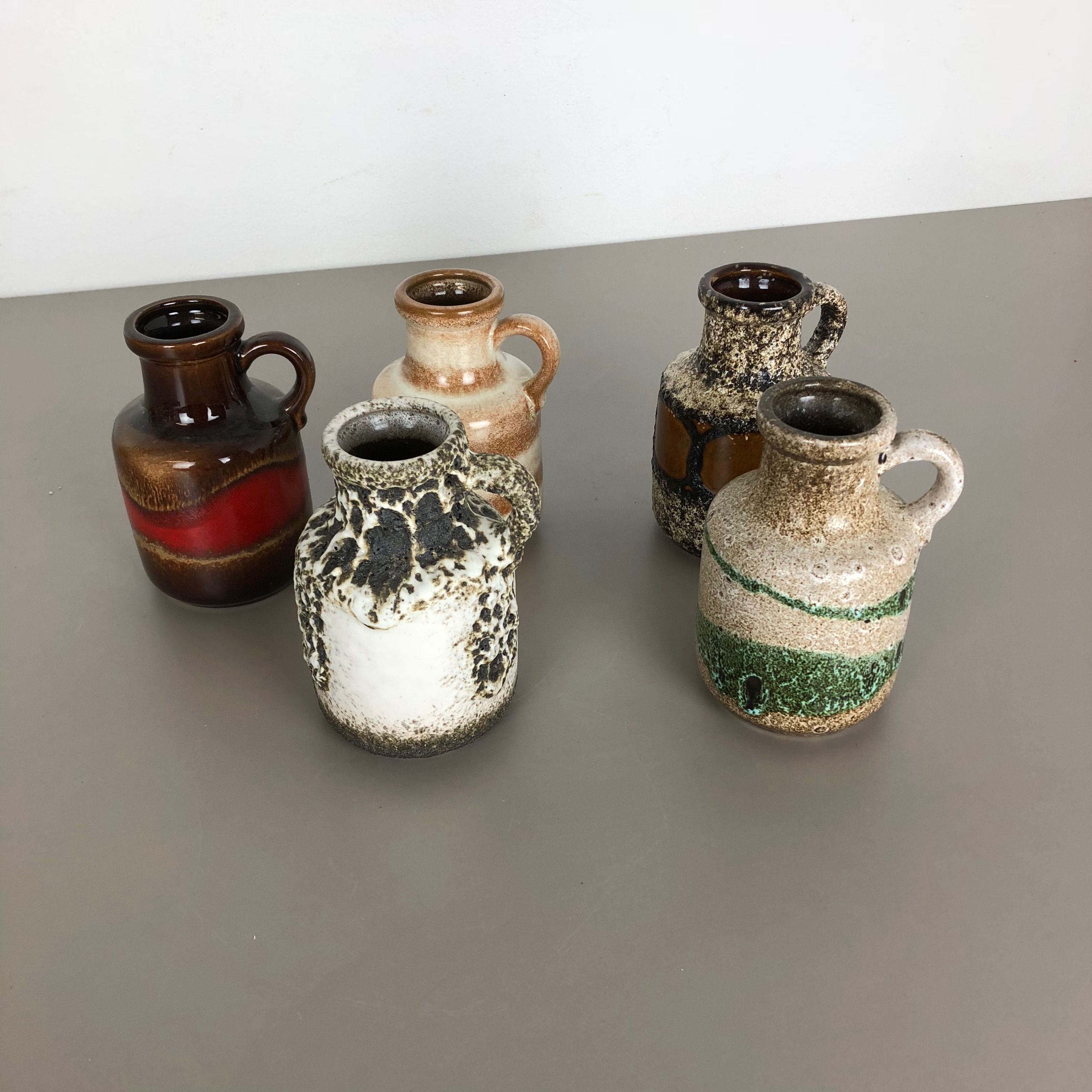 Set of five pottery fat vava "414-16" vases Made by Scheurich, Germany