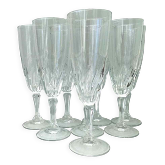 Set 8 vintage champagne flutes