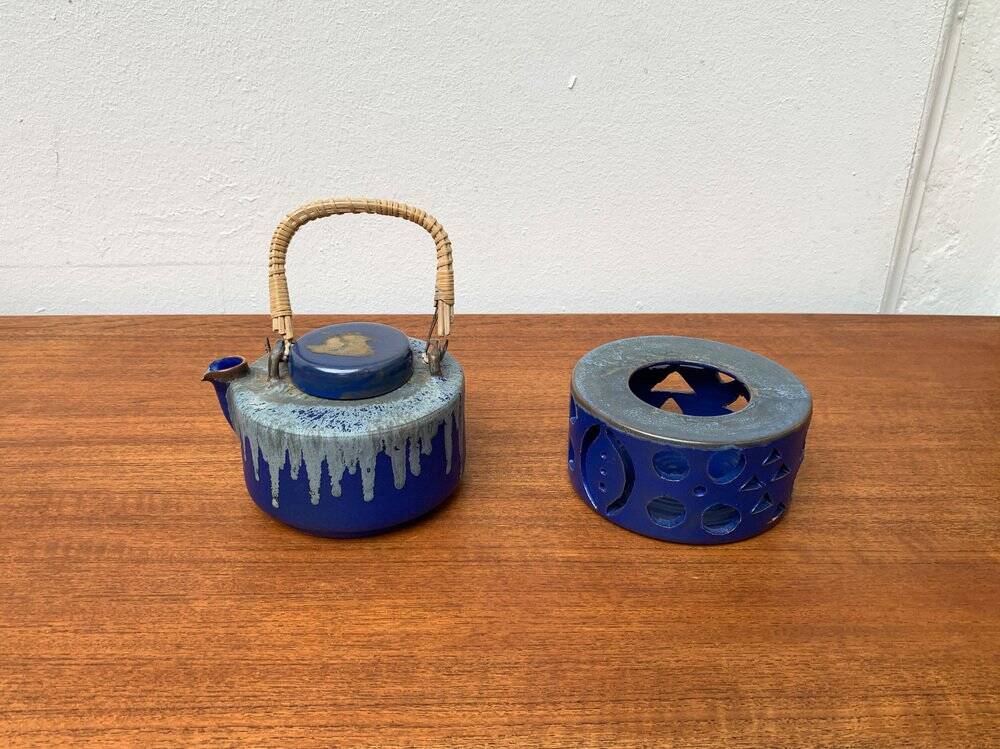Mid-century German studio teapot with tea warmer by Melitta Teubner, 1960s, set of 2.