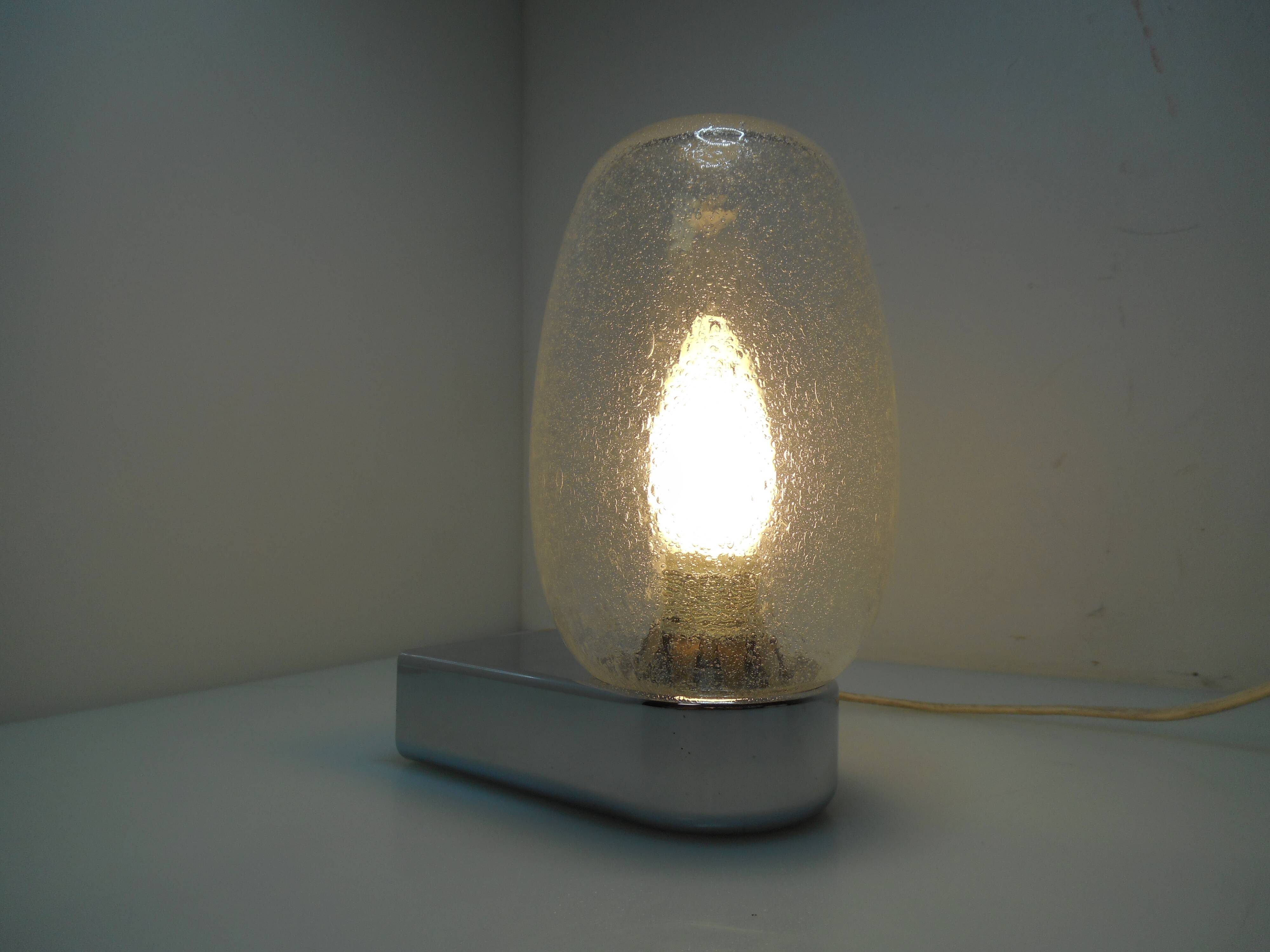 Vintage chrome and bubble glass wall lamp