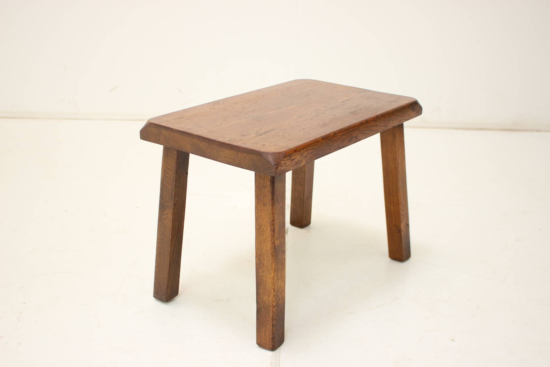 Midcentury Massive Wooden Stool, Czechoslovakia, 1970s