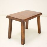 Midcentury Massive Wooden Stool, Czechoslovakia, 1970s