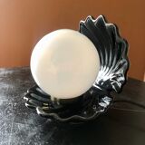 Opal globe shell lamp and black ceramic