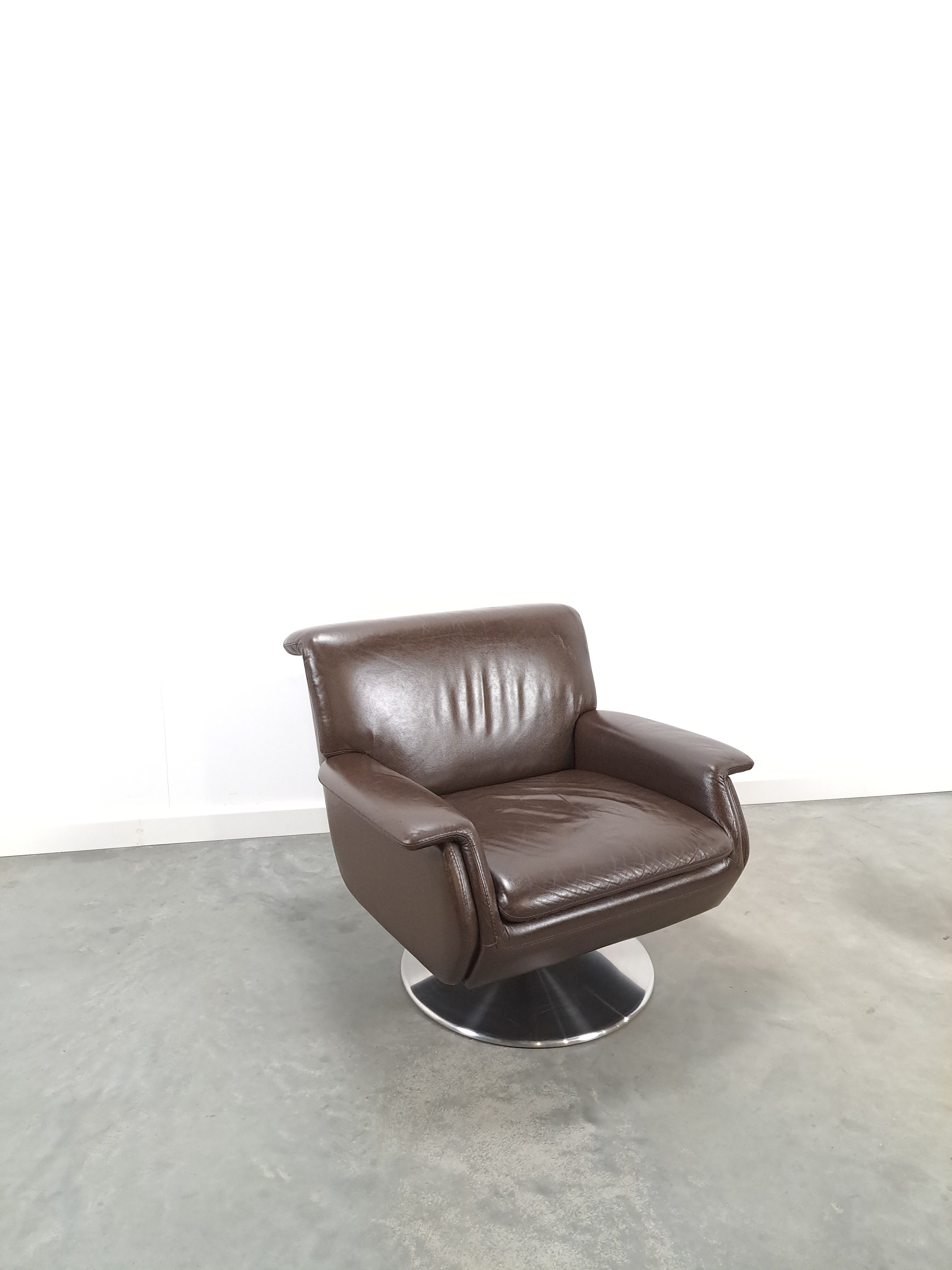 Brown leather swivel chair